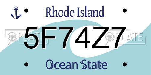 5F74Z7 Rhode Island License Plate