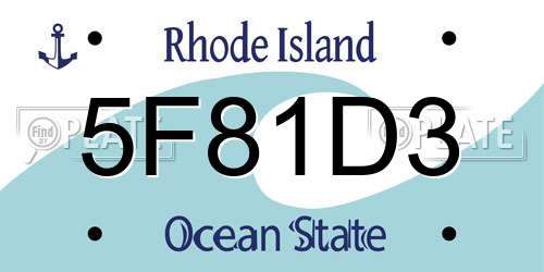5F81D3 Rhode Island License Plate
