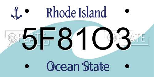 5F81O3 Rhode Island License Plate