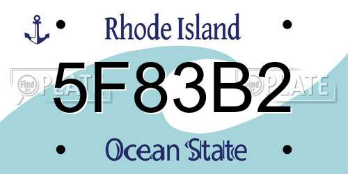 5F83B2 Rhode Island License Plate