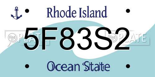 5F83S2 Rhode Island License Plate
