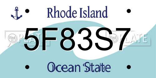 5F83S7 Rhode Island License Plate