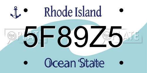 5F89Z5 Rhode Island License Plate