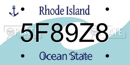 5F89Z8 Rhode Island License Plate