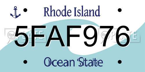 5FAF976 Rhode Island License Plate