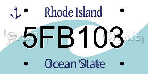 5FB103 Rhode Island License Plate