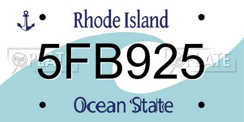 5FB925 Rhode Island License Plate