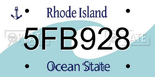 5FB928 Rhode Island License Plate