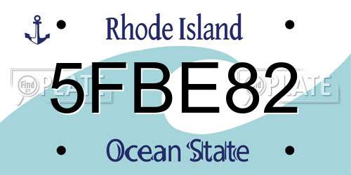 5FBE82 Rhode Island License Plate