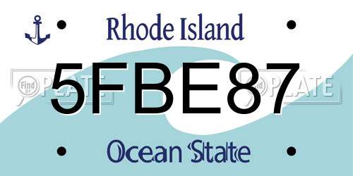 5FBE87 Rhode Island License Plate