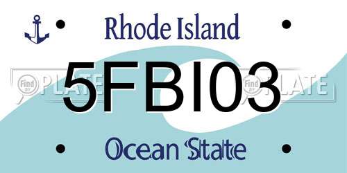 5FBI03 Rhode Island License Plate