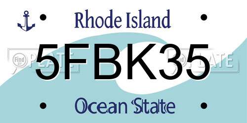 5FBK35 Rhode Island License Plate