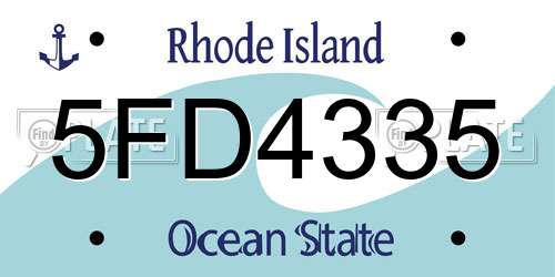 5FD4335 Rhode Island License Plate