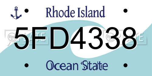 5FD4338 Rhode Island License Plate
