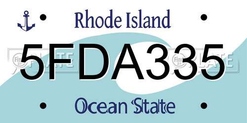 5FDA335 Rhode Island License Plate