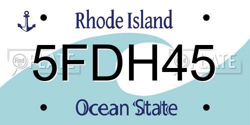 5FDH45 Rhode Island License Plate