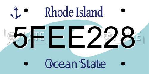 5FEE228 Rhode Island License Plate