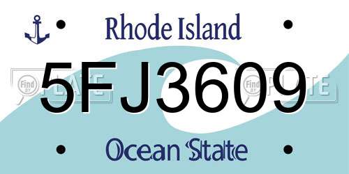 5FJ3609 Rhode Island License Plate