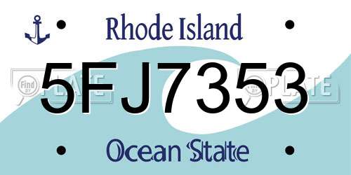 5FJ7353 Rhode Island License Plate