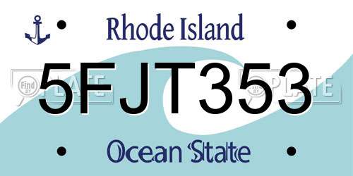 5FJT353 Rhode Island License Plate