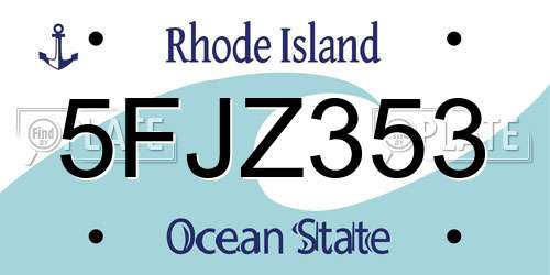 5FJZ353 Rhode Island License Plate