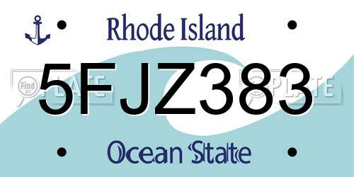 5FJZ383 Rhode Island License Plate