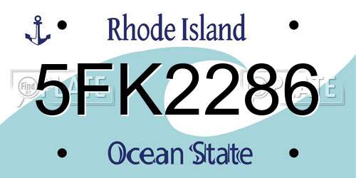 5FK2286 Rhode Island License Plate