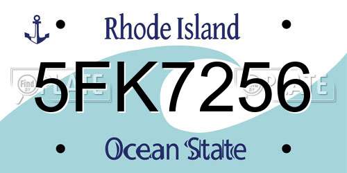 5FK7256 Rhode Island License Plate