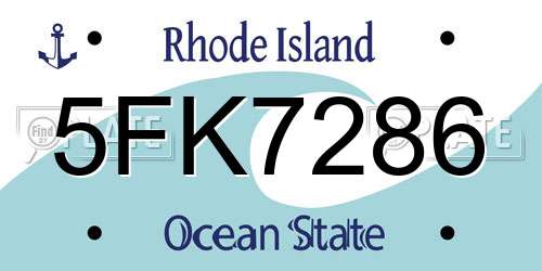 5FK7286 Rhode Island License Plate