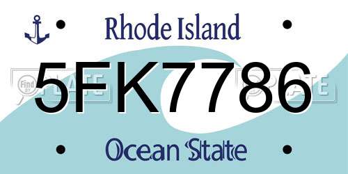 5FK7786 Rhode Island License Plate