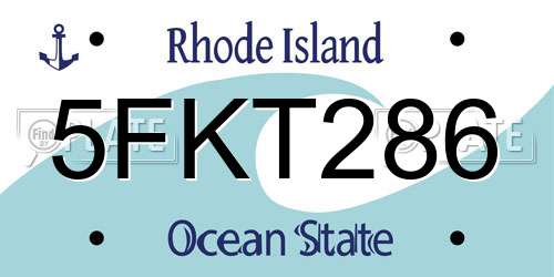 5FKT286 Rhode Island License Plate