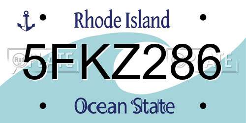 5FKZ286 Rhode Island License Plate