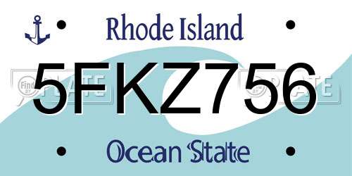 5FKZ756 Rhode Island License Plate