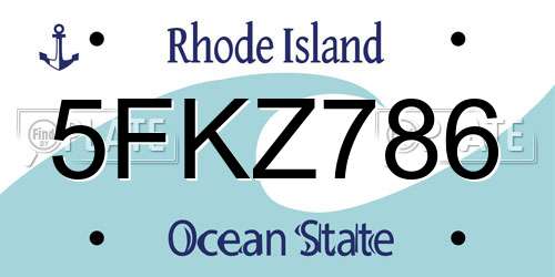 5FKZ786 Rhode Island License Plate