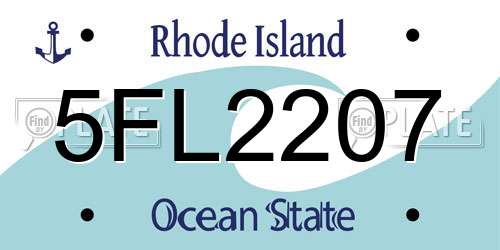 5FL2207 Rhode Island License Plate