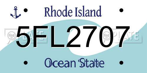 5FL2707 Rhode Island License Plate