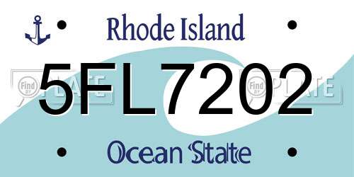 5FL7202 Rhode Island License Plate