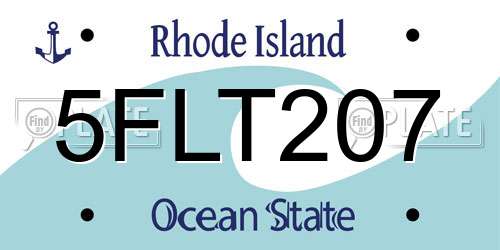 5FLT207 Rhode Island License Plate