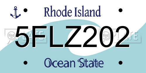 5FLZ202 Rhode Island License Plate