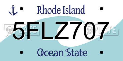 5FLZ707 Rhode Island License Plate