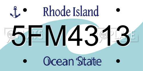 5FM4313 Rhode Island License Plate