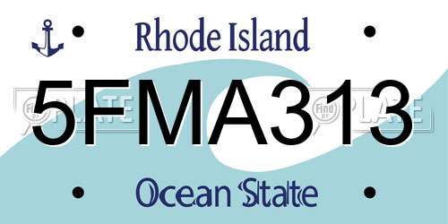5FMA313 Rhode Island License Plate