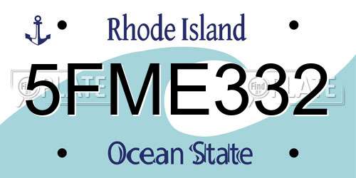 5FME332 Rhode Island License Plate