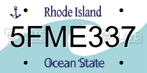 5FME337 Rhode Island License Plate