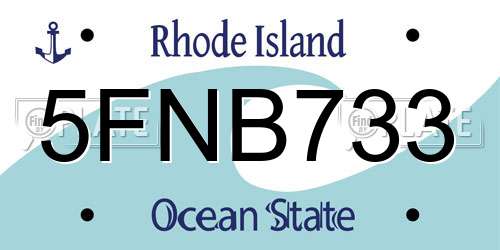 5FNB733 Rhode Island License Plate