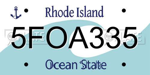 5FOA335 Rhode Island License Plate