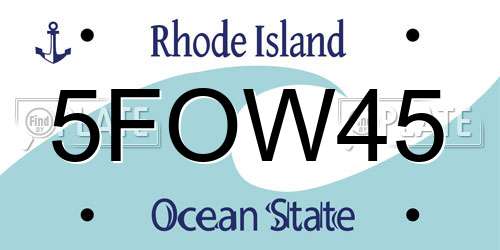 5FOW45 Rhode Island License Plate
