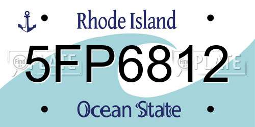 5FP6812 Rhode Island License Plate