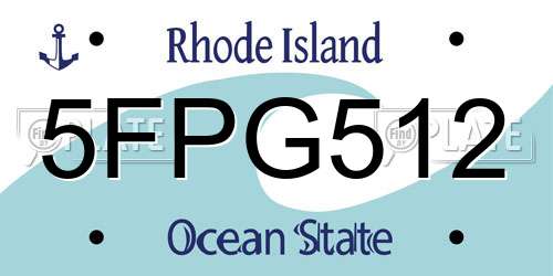 5FPG512 Rhode Island License Plate