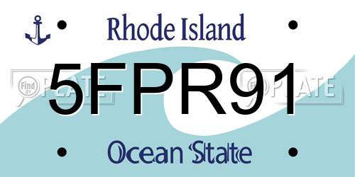 5FPR91 Rhode Island License Plate